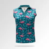 Women's Flamingos Printed Sleeveless Polo