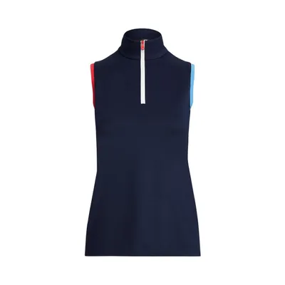 Women's Tri-Colour 1/4 Zip Sleeveless Polo