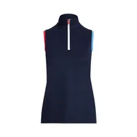 Women's Tri-Colour 1/4 Zip Sleeveless Polo