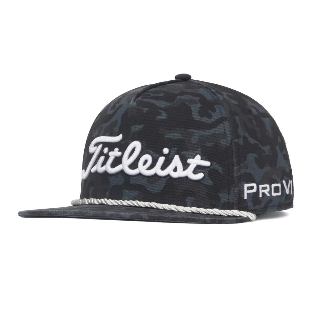 Men's Black Camo Tour Flat Bill Rope Snapback Cap