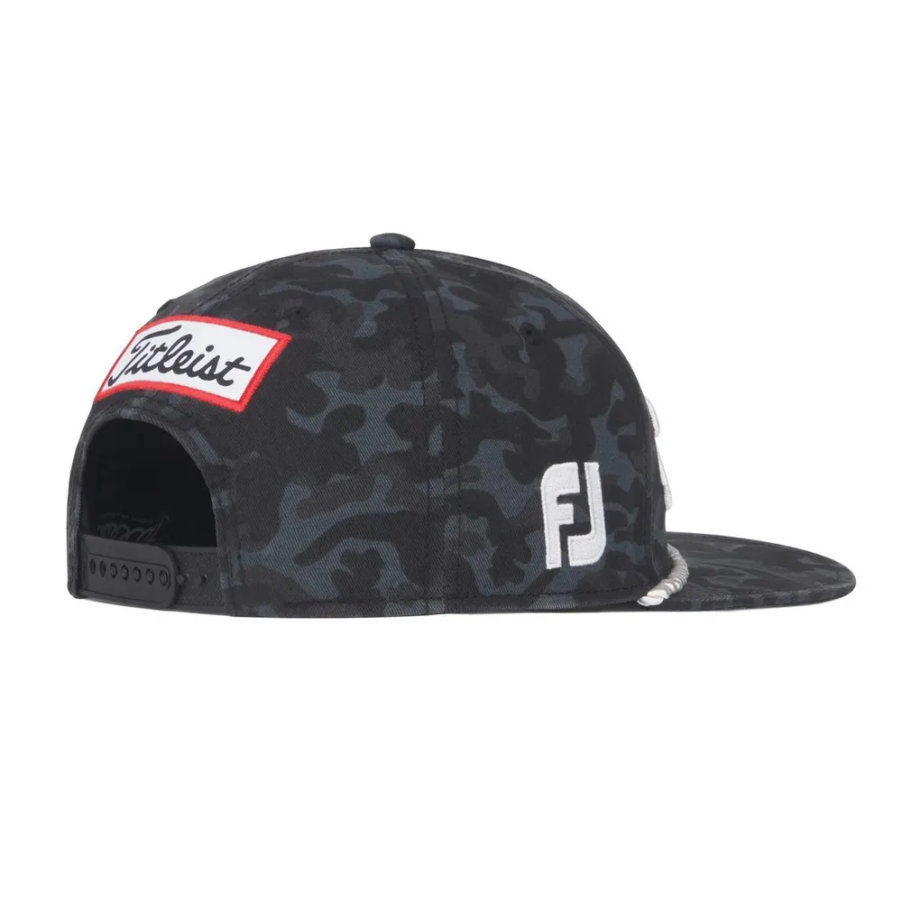 Men's Black Camo Tour Flat Bill Rope Snapback Cap