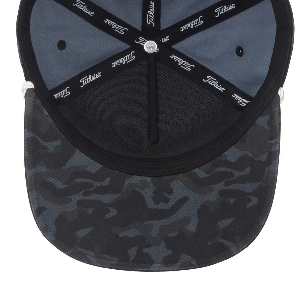 Men's Black Camo Tour Flat Bill Rope Snapback Cap