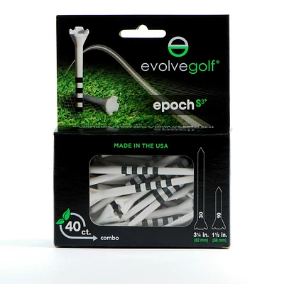 EPOCH White/ Combo Pack (30 Count 3 1/4 Inch) & (10 Count 1 1/2 Inch) Tees