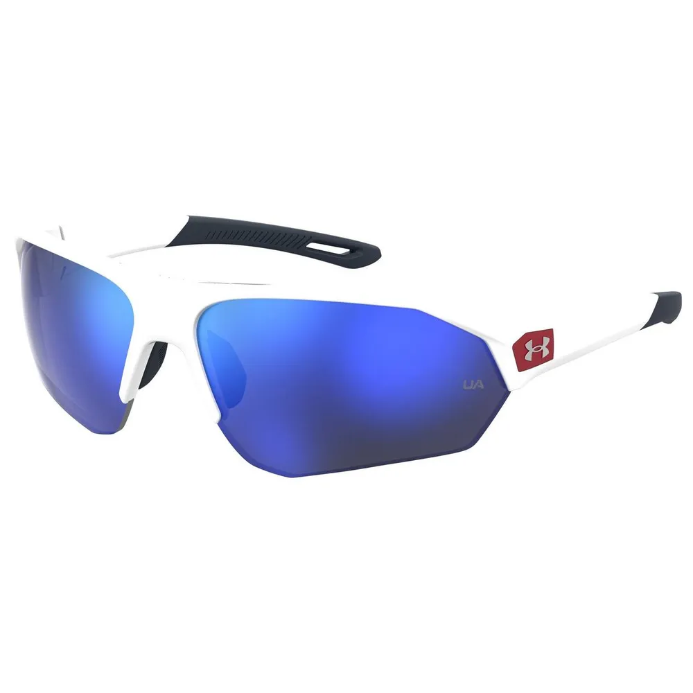 Playmaker Matte White/Baseball Tuned Blue Mirror Sunglasses