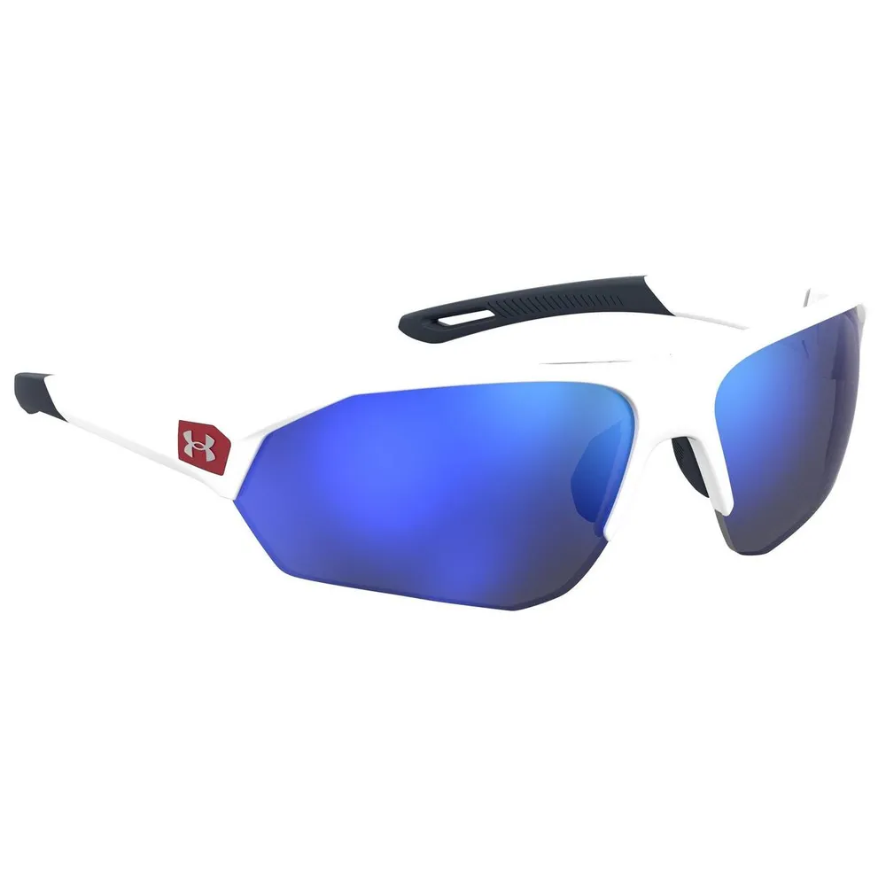 Playmaker Matte White/Baseball Tuned Blue Mirror Sunglasses