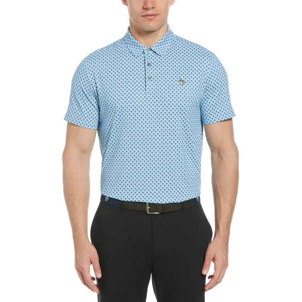 Men's All Over Mushroom Printed Short Sleeve Polo