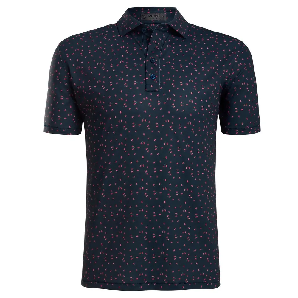 Men's Mini Printed Floral Short Sleeve Polo