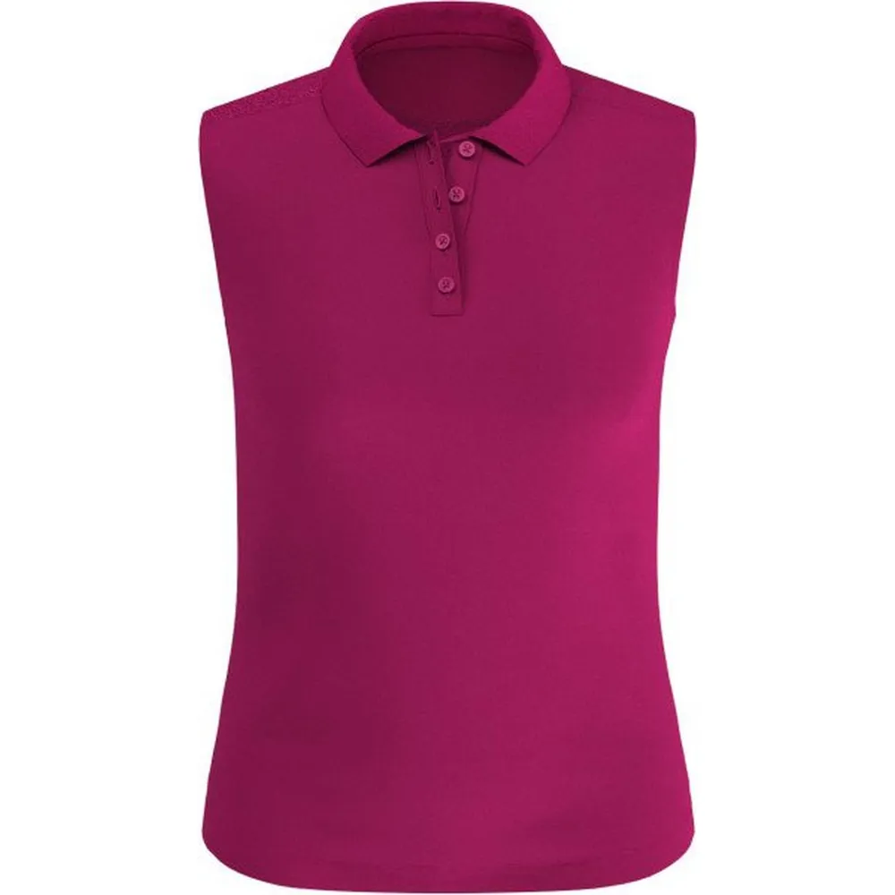 Women's Solid Knit Sleeveless Polo