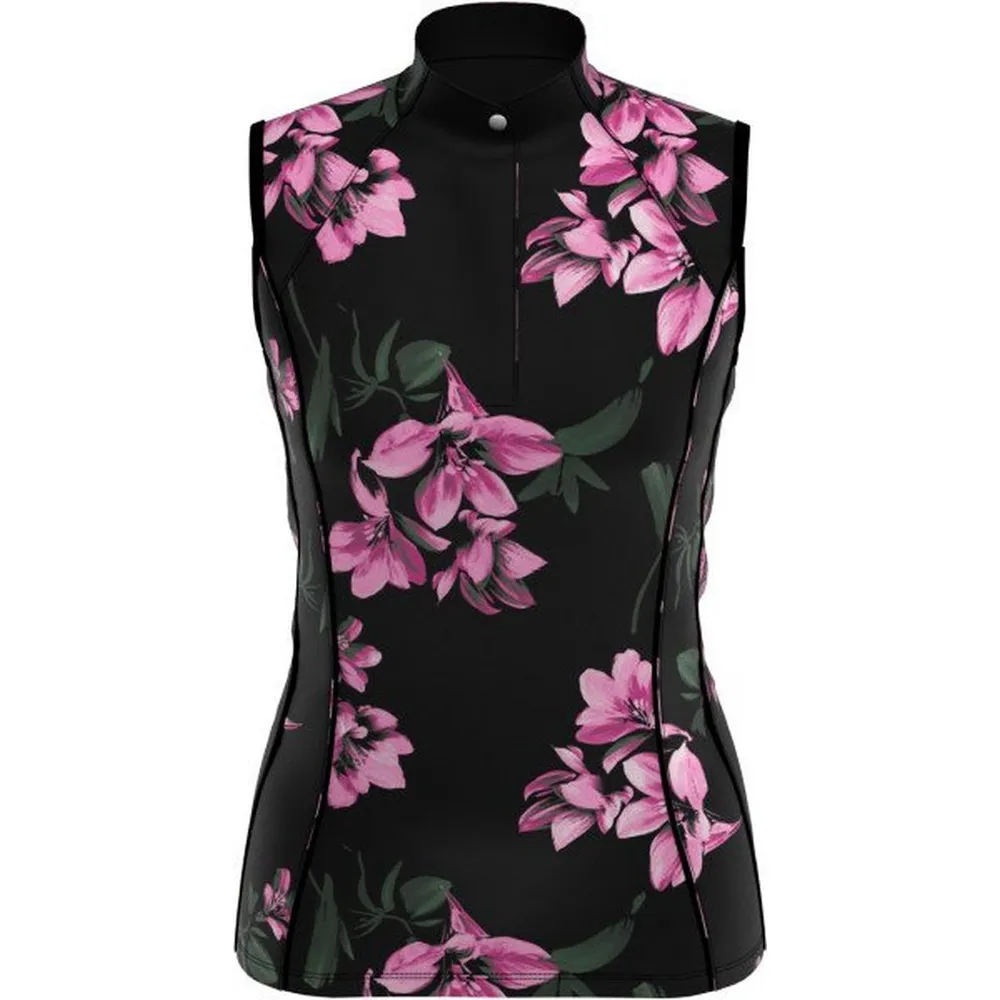 Women's Floral Print Sleeveless Polo