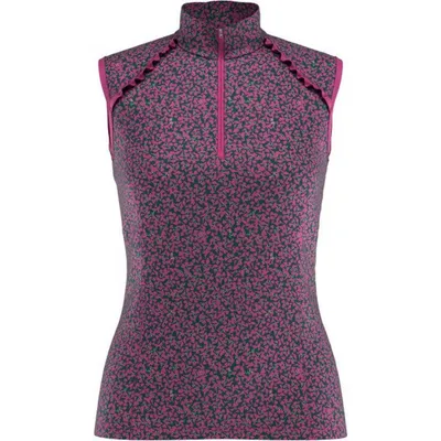 Women's Mini Floral Print Sleeveless Polo