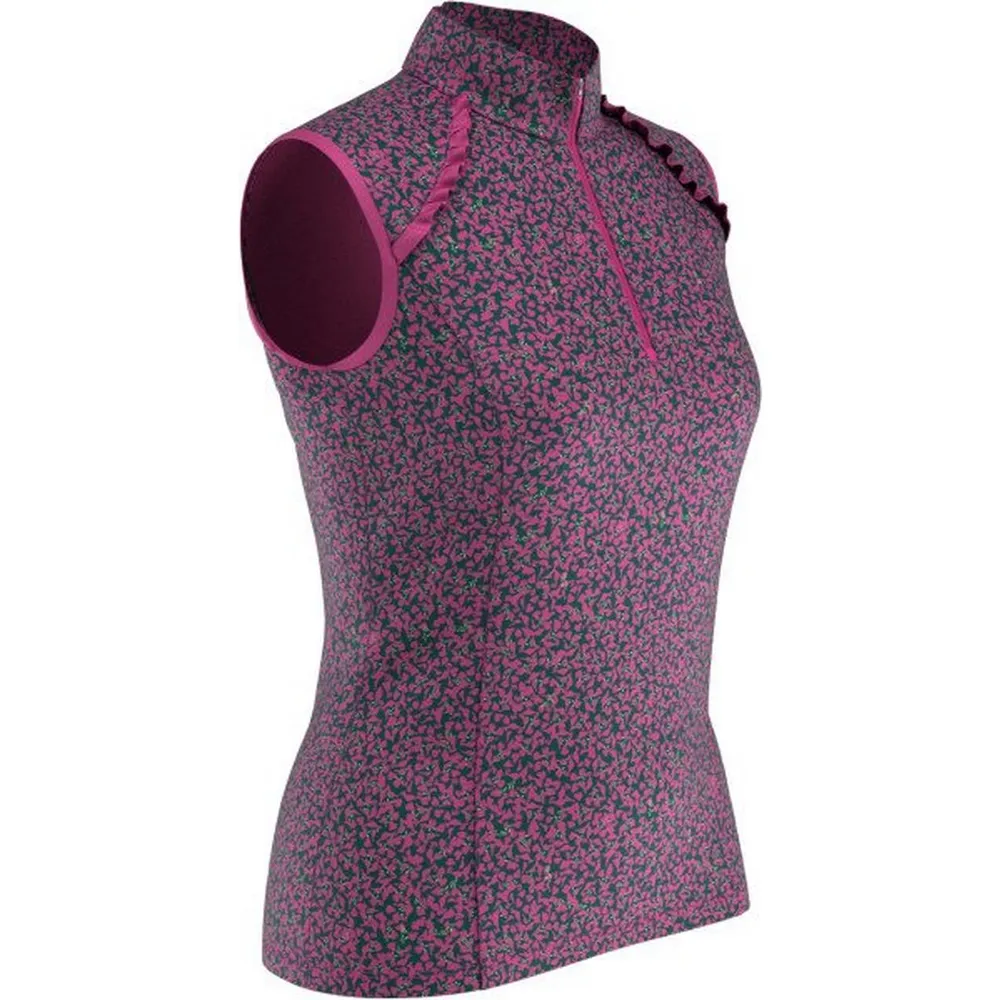 Women's Mini Floral Print Sleeveless Polo