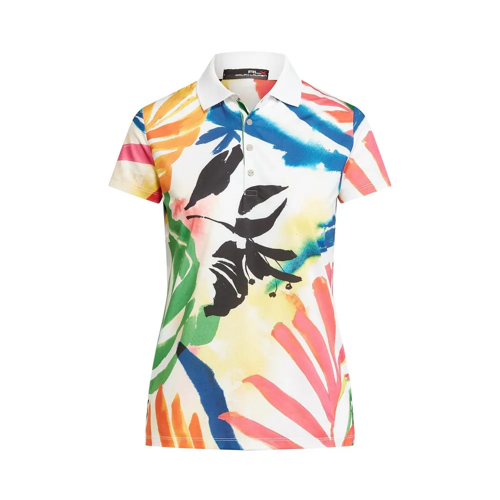 Women's Palm Print Short Sleeve Polo