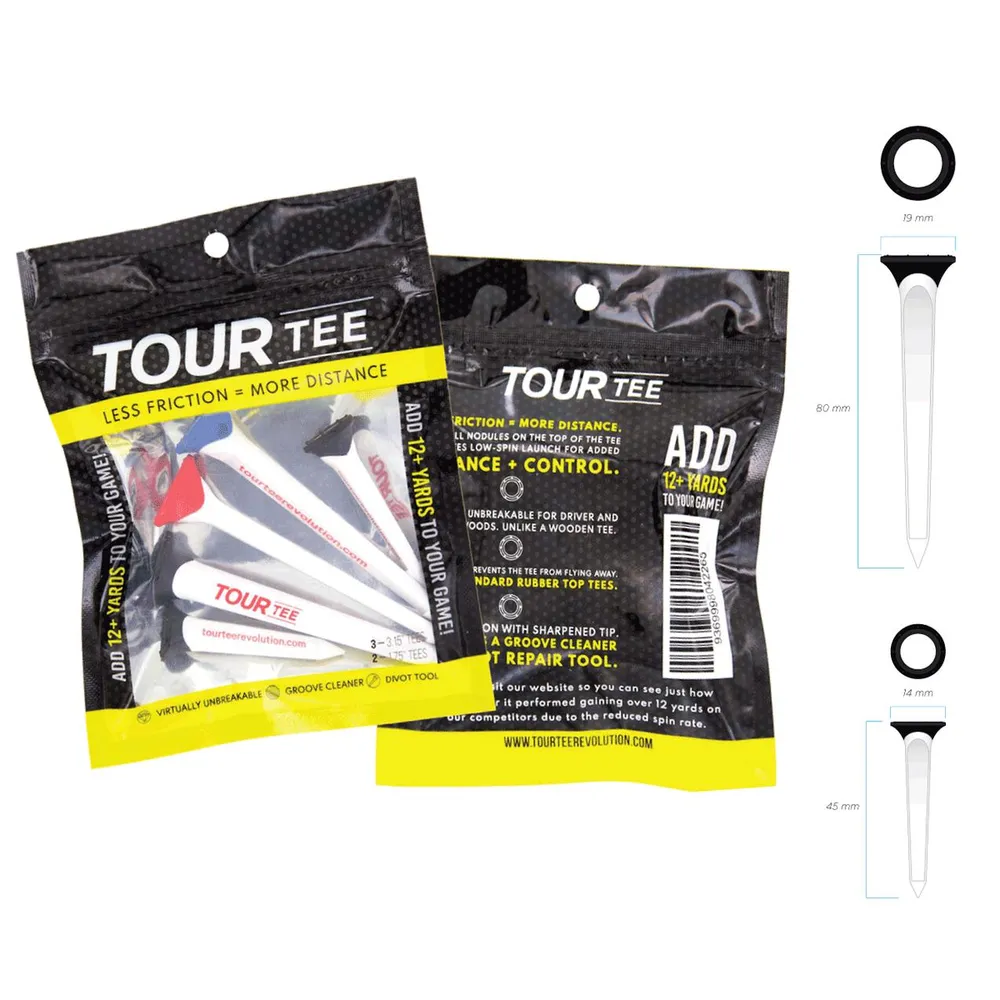 TourTee 3.15 & 1.75 Inch Golf Tee Combo - 5 Pack