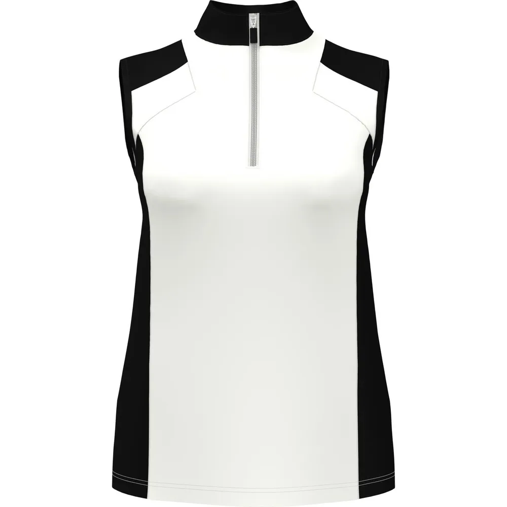 Women's Colourblock Zip Sleeveless Polo