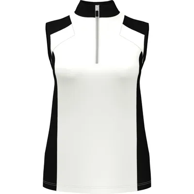 Women's Colourblock Zip Sleeveless Polo