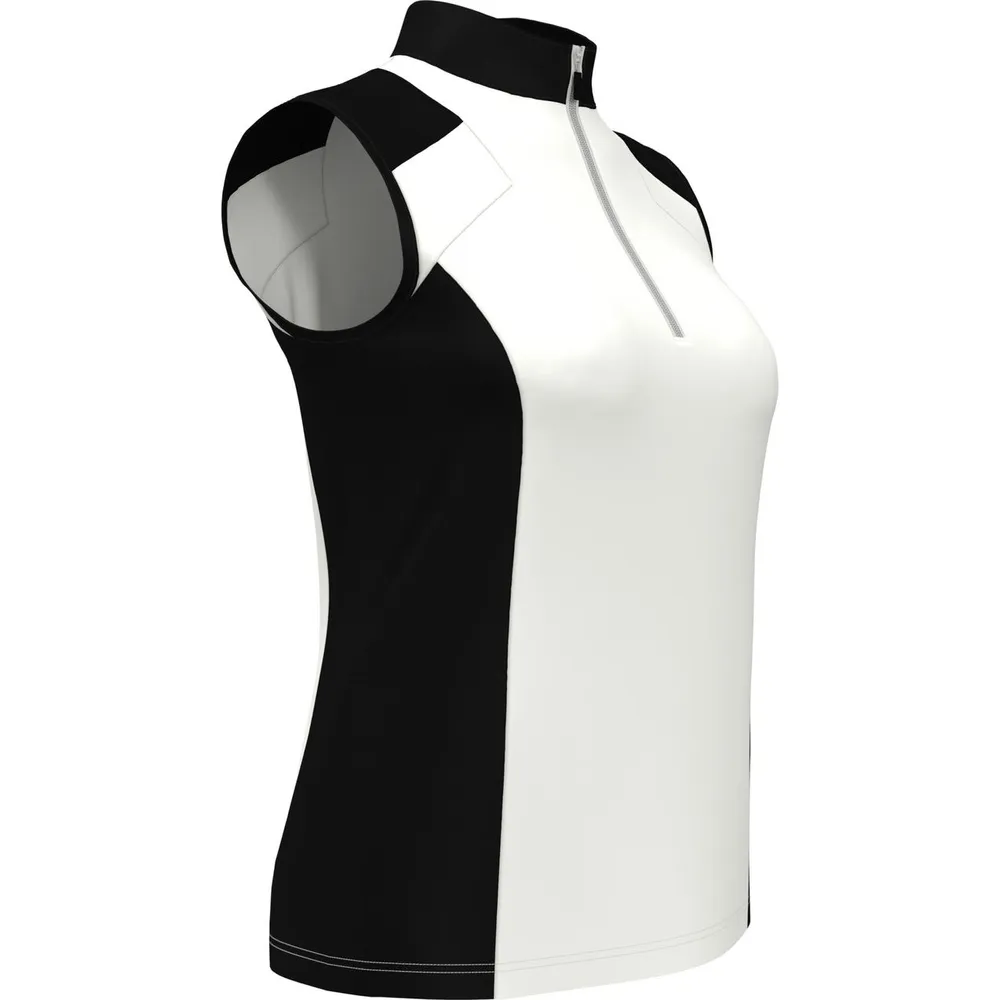 Women's Colourblock Zip Sleeveless Polo