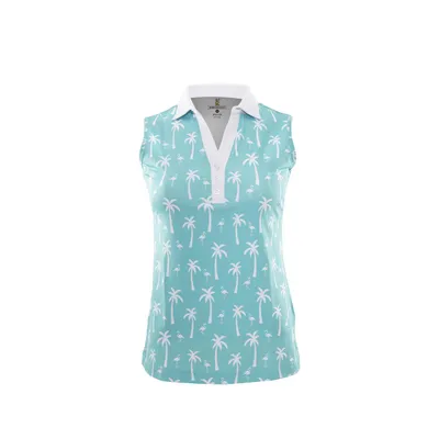 Women's Bird Tree Print Sleeveless Polo