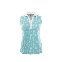 Women's Bird Tree Print Sleeveless Polo