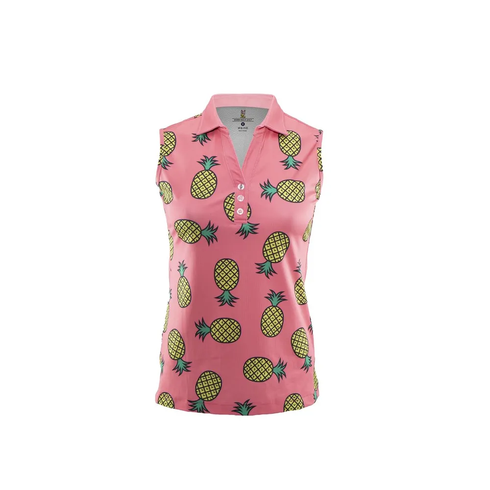 Women's Pineapple Express Print Sleeveless Polo