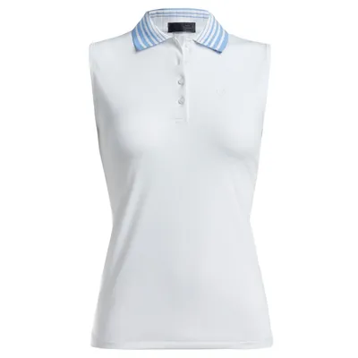 Women's Pleated Collar Sleeveless Polo