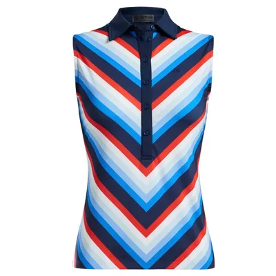 Women's Chevron Stripe Sleeveless Polo