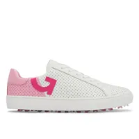 Women's Two Tone Perf Disruptor Spikeless Golf Shoe- White/Pink