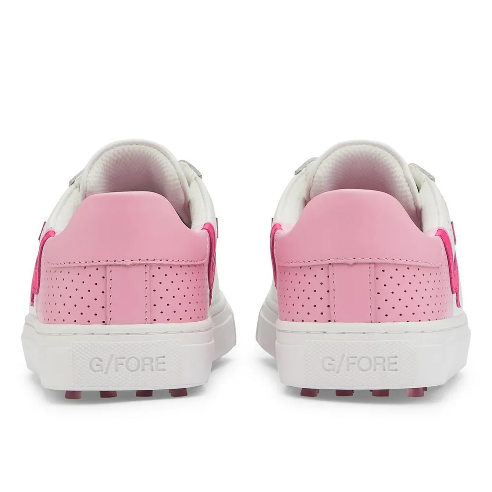 Women's Two Tone Perf Disruptor Spikeless Golf Shoe- White/Pink