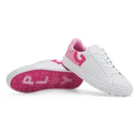 Women's Two Tone Perf Disruptor Spikeless Golf Shoe- White/Pink