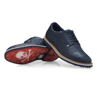 Men's Debossed Skulls Gallivanter Spikeless Golf Shoe- Navy