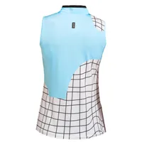 Women's Grid Printed Sleeveless Polo