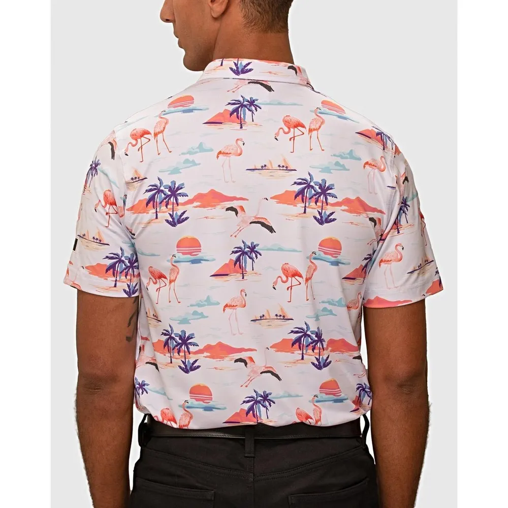 Men's Flamingo Sunset Short Sleeve Polo