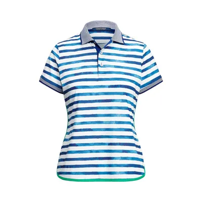 Women's Stripe Shirt Tail Short Sleeve Polo