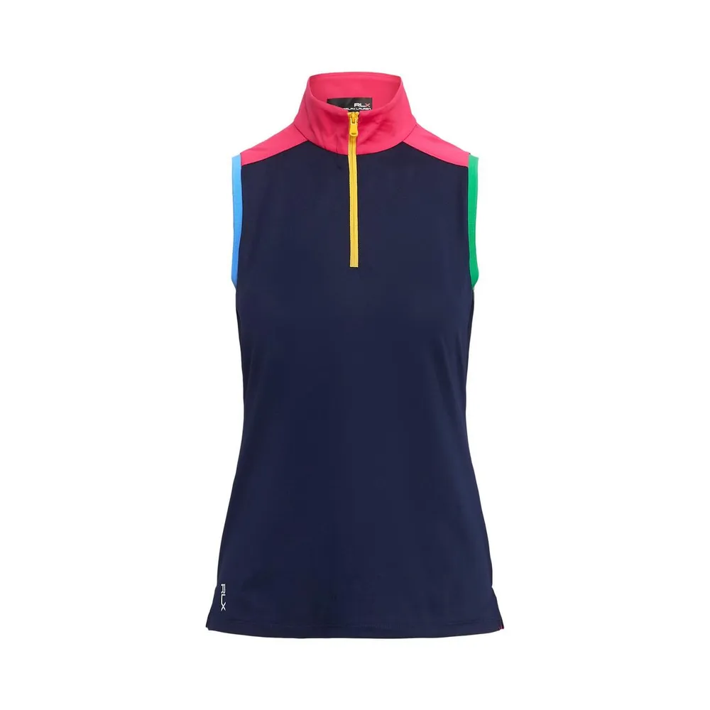 Women's Tri-Colour 1/4 Zip Sleeveless Polo