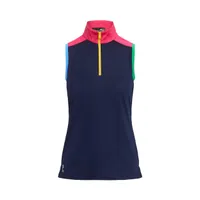 Women's Tri-Colour 1/4 Zip Sleeveless Polo