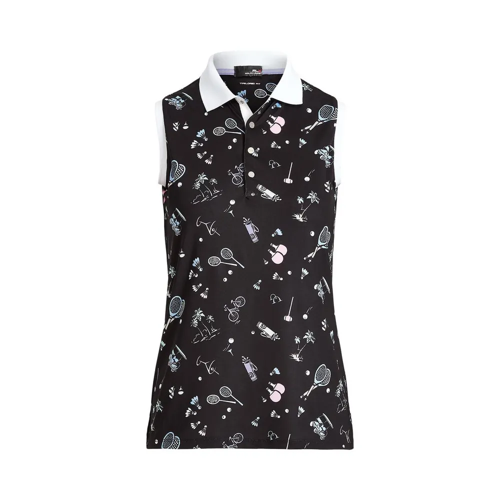 Women's Printed Sleeveless Polo