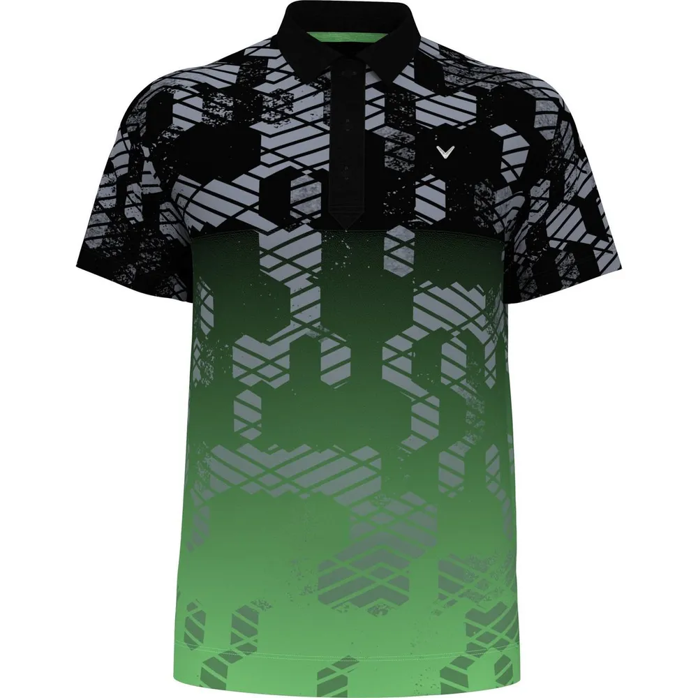 Men's All Over Data Geo Print Short Sleeve Polo