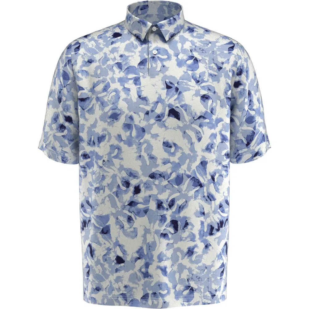 Men's Tie Dye Leaf Print Short Sleeve Polo