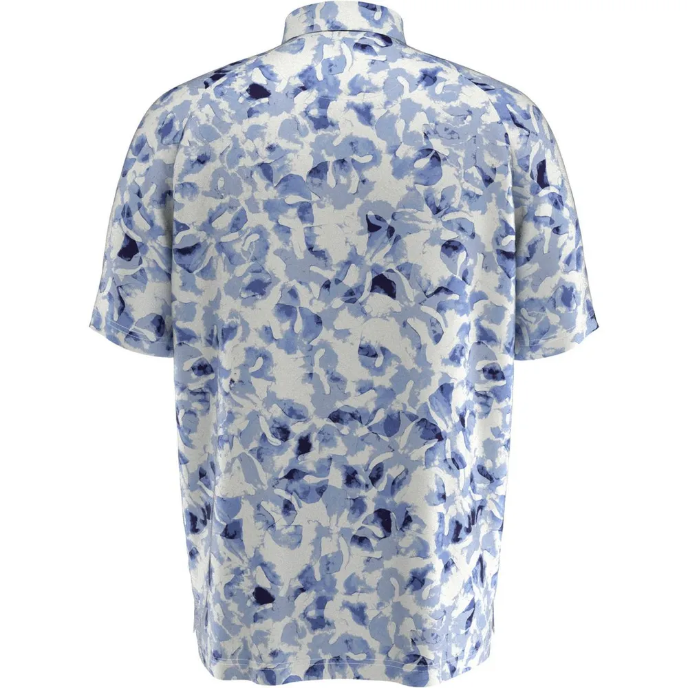 Men's Tie Dye Leaf Print Short Sleeve Polo