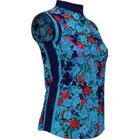 Women's Floral Print Sleeveless Polo