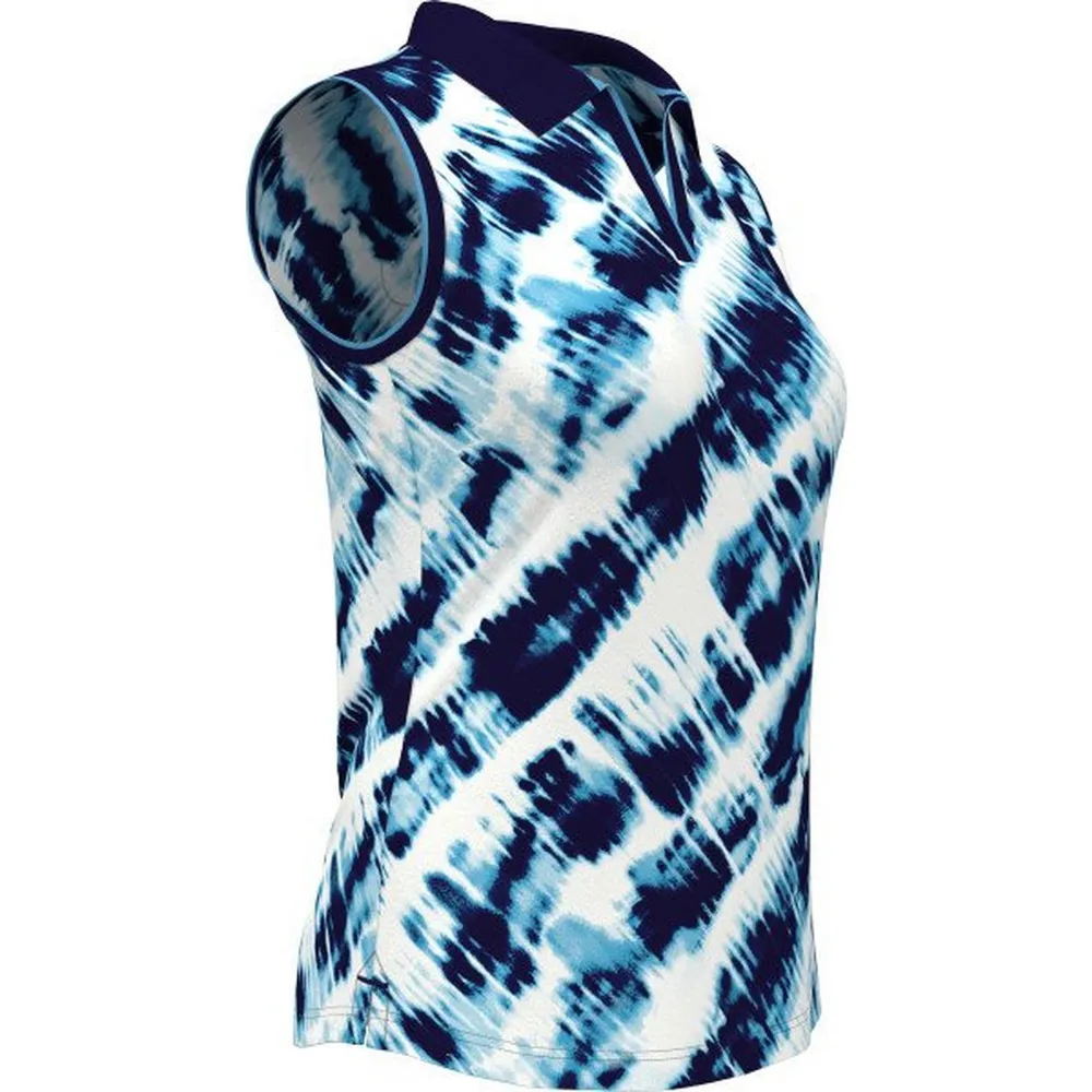 Women's Diagonal Tie Dye Print Sleeveless Polo