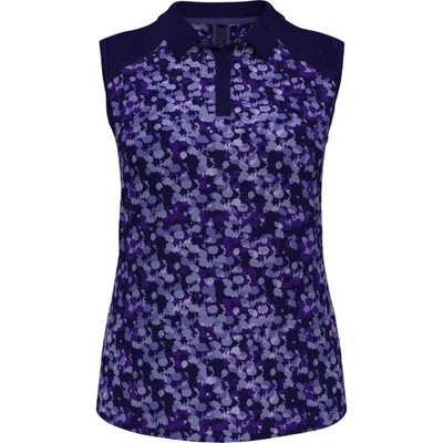 Women's Abstract Print Sleeveless Polo