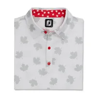 Men's Tonal Leaf Print Short Sleeve Polo