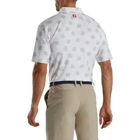 Men's Tonal Leaf Print Short Sleeve Polo