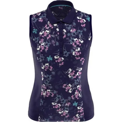 Women's Butterfly Floral Printed Sleeveless Polo