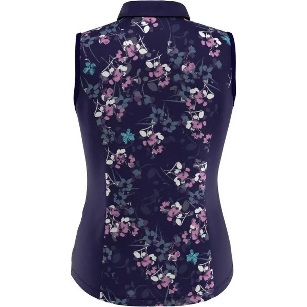 Women's Butterfly Floral Printed Sleeveless Polo