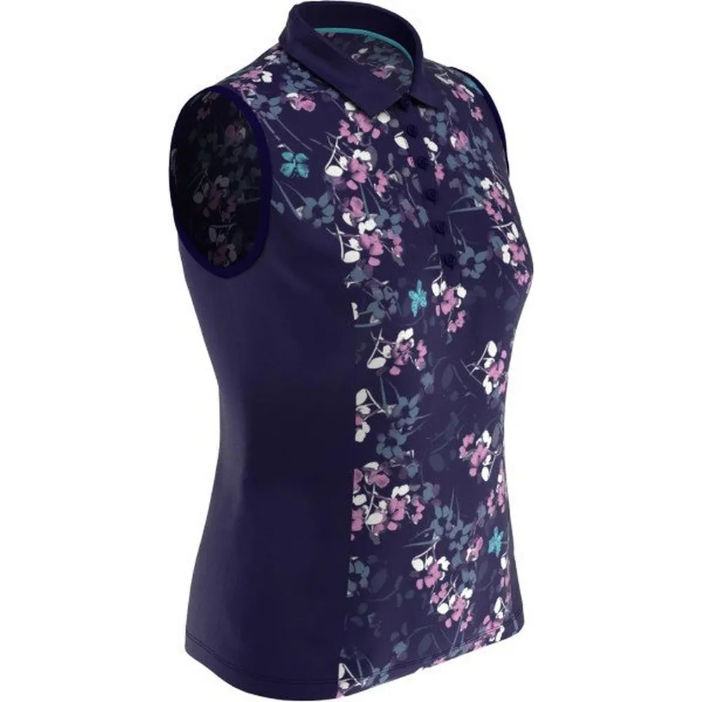 Women's Butterfly Floral Printed Sleeveless Polo