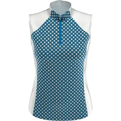 Women's Floral Geo Printed Sleeveless Polo