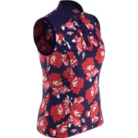 Women's Large Floral Printed Sleeveless Polo