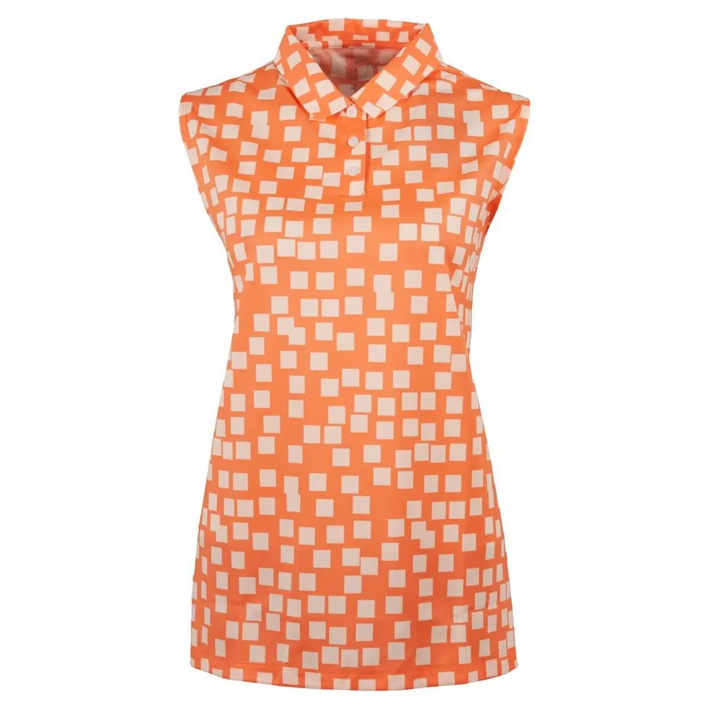 Women's Grid Print Sleeveless Polo