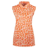 Women's Grid Print Sleeveless Polo